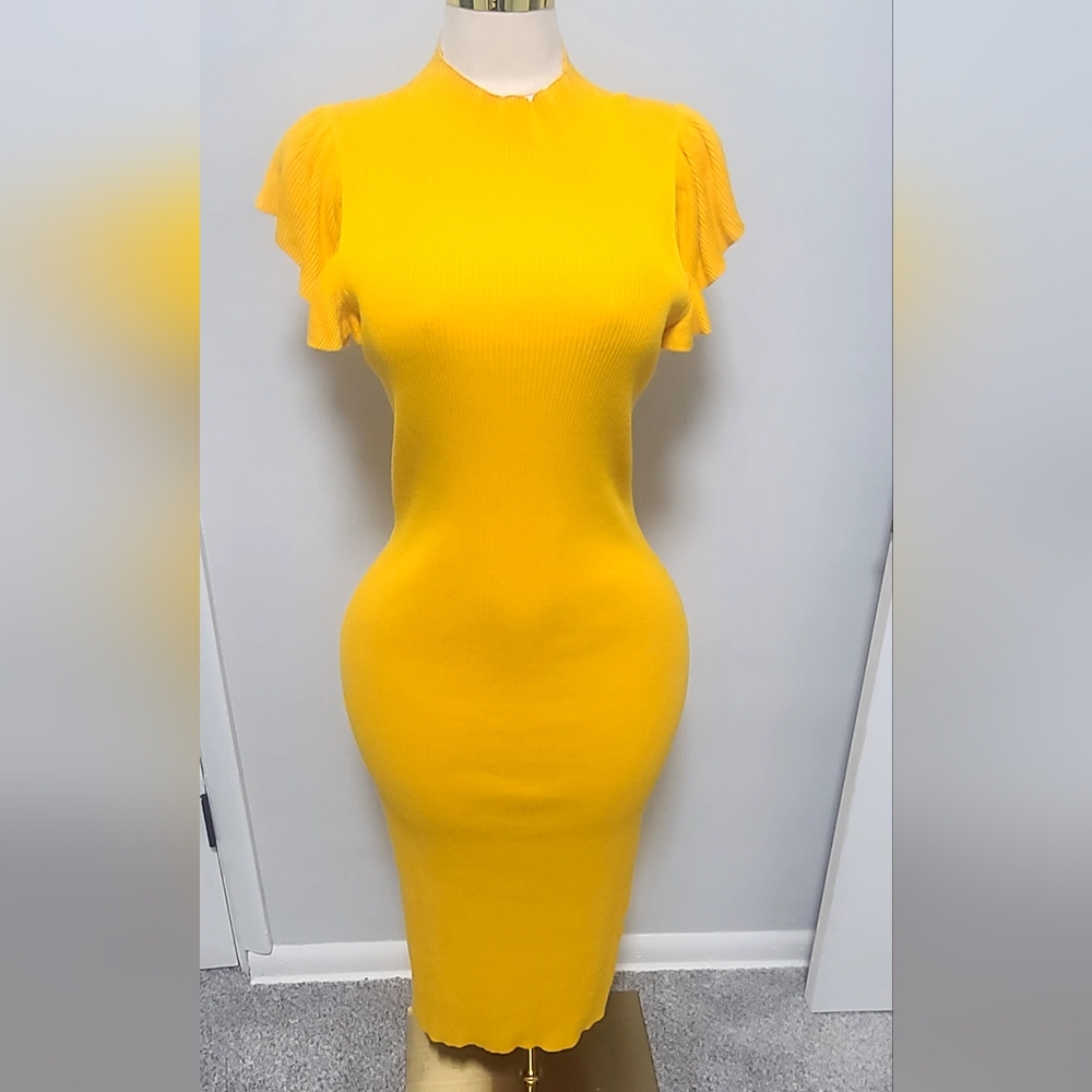 Fashion Nova 2XL Yellow Midi Dress